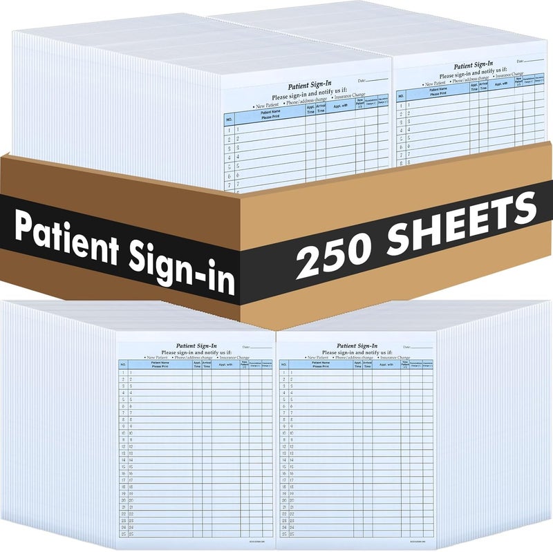Resholder 250 Pack Patient Sign in Sheets Hipaa Compliant Patient Sign in Label Forms Peel Off Adhesive Labels Carbonless 3 Part Forms for Privacy in Doctor Medical Clinic Dental Office(Blue) - Image 1